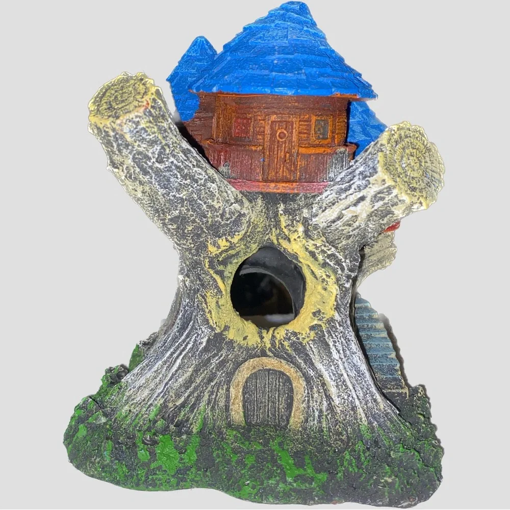 Tree House Castle Aquarium Fish Tank Decoration Ornament Colorful Fairy Garden